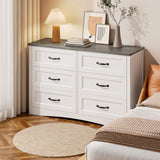 6 Drawer Dresser ,Drawer Dressers with Metal Handle for Living Room&Bedroom,Gray and White
