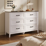 Lofka Dresser for Bedroom, 47" Wide Modern Chest of Drawers, Grey & White Wooden Storage Cabinet with Metal Handles