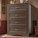 Brown 5 Drawer Dresser, Lofka Space-Saving Dresser for Bedroom with Cutout Handles, Chests of Drawers for Living Room