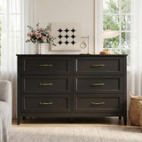 Lofka Black 6 Drawer Dresser with Metal Handle for Bedroom Living Room