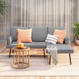 Outdoor Patio Furniture Set, Asofer Wicker Rattan L-Shaped Conversation Sectional Sofa Set with Thick Cushions & Table, Gray