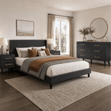 Asofer Modern 4 Pieces Bedroom Furniture Set, Includes Queen Bed Frame, 2 Nightstands,6-Drawer Dresser