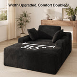 Asofer Oversized Chaise Lounge Chair Indoor Furniture, No Assembly Required, Corduroy Plush Sofa Bed for Living Room,Black