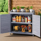 Outdoor Garden Patio Wooden Storage Cabinet with Potting Benches