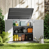 Lofka Outdoor Resin Storage Shed, 49.7 Cu.ft Large Capacity Storage Shed and Cabinet with Floor for Patio, Garden, Lawn, Poolside, Backyard, White