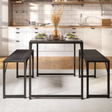 Asofer 45.5" Small Kitchen Table with 2 Bench, Dining Room Table Set, Coffee Table, Shoe Bench, Black