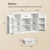 Noelse Kitchen Buffet Cabinet with Storage Small Coffee Bar Cabinet with Drawer, Kitchen Pantry Storage Cabinet with Door and Shelves for Kitchen Bathroom and Living Room, White