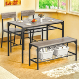 4 Pieces Dining Table Sets for 4, Kitchen Table and Chairs Set with Storage Rack for Home & Small Spaces, Gray