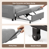 Asofer Sofa Bed Chair, 3 in 1 Convertible Futon Couch, Adjustable Backrest, Breathable and easy to clean, Gray