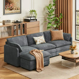 110.2" Cloud Sectional Couch with L-Shape Chaise,Lofka Modern Modular Sofa with Deep Seat, Upholstered Couches for Living Room Bedroom, Gray (Plush Corduroy Fabric)