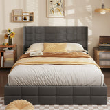 Asofer Queen Bed Frame, Lift-Up Storage w/Modern Wingback Headboard, No Box Spring, Gray