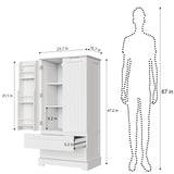 The 47"  Kitchen Storage Cabinet with Drawers and Adjustable Shelf - White