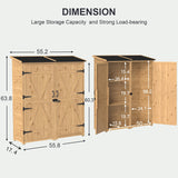 Double Lockable Doors Storage Cabinet with Large Storage Space and 2 Removable Shelves - Natural