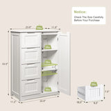 33'' Small Bathroom Storage Cabinet with Drawers and Door, Freestanding Wooden Bathroom Cabinet Storage Organizer, White