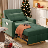 3 in 1 Convertible Chair Bed,Lofka Lounger Sleeper Chair Bed, Linen Sofa Bed Sleeper Armchair, Green