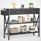 Aiho 39" Entryway Table with 2 Drawers, Modern Console Table with 3 Tier Storage Shelves, Perfect for Livingroom, Entruway, Small Spaces, Black