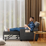 Convertible Sleeper Chair, 3-in-1 Convertible Sofa Bed Recliner Chair with Pull Out Couch - Dark Gray