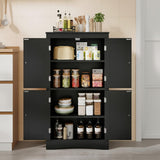 43" Bathroom Storage Cabinet, Freestanding Cabinet with 4 Doors & 3 Adjustable Shelves for Bathroom - Black