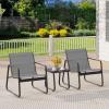 3 Pieces Patio Furniture Set,Textilene Modern Conversation Black Set with Tea Table for Home,Lawn,Balcony and Bistro - Gray