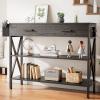 Aiho 39" Entryway Table with 2 Drawers, Modern Console Table with 3 Tier Storage Shelves, Perfect for Livingroom, Entruway, Small Spaces, Black