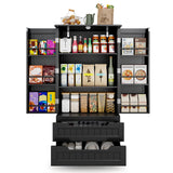 63" H Kitchen Pantry Cabinet with 2 Doors and 2 Drawers, Solid & Sturdy, Storage Cabinet for Entryway, Kitchen - Black