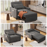 Aiho 3-in-1 Couch with Pull out Bed, Adjustable Backrest Sleeper Sofa Bed with Side Pockets for Living Room, Bedroom, Guest Room, Dark Gray
