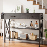 39" Console Table with 2 Drawers and 3 Tier Storage Shelves - Black