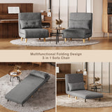 Noelse 3 in 1 Sleeper Chair Bed, Convertible Sofa Bed Futon Sofa Sleeper with Adjustable Backrest for Apartment,Bedroom,Office, Dark Grey
