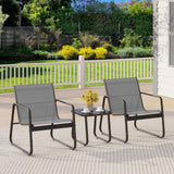 Aiho 3 Pieces Outdoor Patio Furniture Set with Textilene Material, Outdoor Chairs Set of 3 with Tempered Glass Table, Perfect for Garden, Lawn, Patio, Pool, Backyard, Balcony, Porch-Gray