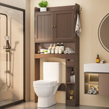 Over the Toilet Storage Cabinet, Aiho 70.3" H Bathroom Storage Cabinet with Adjustable Shelves & 2 Side Hooks, Best Gifts for Bathroom, Small Spaces, Dark Brown