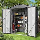 6' x 4' Metal Outdoor Storage Shed with Double Lockable Doors - Gray