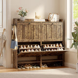 Aiho Shoe Storage Cabinet with 4 Flip Drawers, Narrow Shoe Cabinet with OPen Storage, Entryway Shoe Storage for Foyer, Hallway, Porch, Living Room, Balcony, Bedroom - Retro