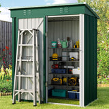 5'x 3'Outdoor Storage Shed with Lockable Door for Backyard Patio Lawn - Green
