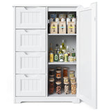 Aiho Wooden Kitchen Pantry Cabinet, 31.5"L Kitchen Storage Cabinets with 4 Drawers, 1 Door and Adjustable Shelves, For Kicchen, Dining Room, Livingroom, Bathroom-White
