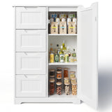 Aiho 33.5" H Kitchen Pantry Storage Cabinet with 1 Door & 3 Drawers & 3 Adjustable Shelves, Modern Kitchen Storage Cabinets for Living Room, Dining Room, White