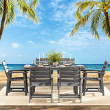 7-Piece HIPS Patio Furniture Set with Umbrella Hole, Outdoor Dining Set for 6, Patio Table and Chairs set for Patio, Lawn, Backyard, Garden, Poolside - Grey