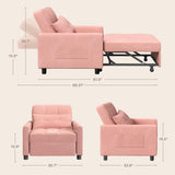 Convertible Sleeper Chair, Aiho 3-in-1 Convertible Sofa Bed Recliner Chair with Pull Out Couch - Pink