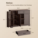 Aiho 43.3" L Buffet Cabinet with Storage, Coffee Bar Cabinet with Drawer & Doors & Shelves for Kichen, Bathroom, Livingroom, Dark Brown