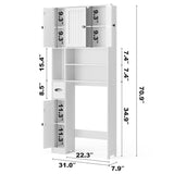 Over the Toilet Storage Cabinet , Aiho 70.3" H Bathroom Storage Cabinet Above Toilet with Adjustable Shelves & 5 Doors, Perfect for Bathroom, Laundry, White