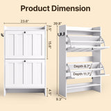 Aiho Shoe Storage Cabinet with 2 Flip Drawers, Narrow Shoe Cabinet with OPen Storage, Entryway Shoe Storage for Foyer, Hallway, Porch, Living Room, Balcony, Bedroom - White