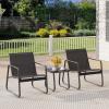 3 Pieces Patio Furniture Set,Textilene Modern Conversation Black Bistro Set with Tea Table for Home,Lawn,Balcony and Bistro - Black