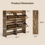 Aiho Shoe Storage Cabinet with 4 Flip Drawers, Narrow Shoe Cabinet with OPen Storage, Entryway Shoe Storage for Foyer, Hallway, Porch, Living Room, Balcony, Bedroom - Retro