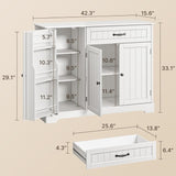 Aiho 43.3" L Buffet Cabinet with Storage, Coffee Bar Cabinet with Drawer & Doors & Shelves for Kichen, Bathroom, Livingroom, White