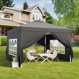 Aiho Easy up Canopy 10x10 with Removable Sidewalls, All-Weather Portable Popup Shade Canopy with 3 Adjustable Height, For Garden, Backyard, Beach, Camping and Party-Black