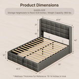 4 Pieces Bedroom Furniture Set, Includes Queen Lift Up Storage Bed, Nightstands Set of 2, Double Wide 6-Drawer Dresser - Black