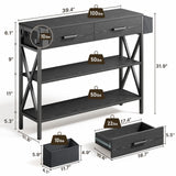 Aiho 39" Entryway Table with 2 Drawers, Modern Console Table with 3 Tier Storage Shelves, Perfect for Livingroom, Entruway, Small Spaces, Black