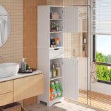 67" H Bathroom Storage Cabinet Organizer with Adjustable Shelves - White