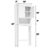 Over The Toilet Storage Cabinet with Open Shelf and Double Doors - White