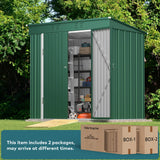 6' x 4' Outdoor Storage Shed with Double Lockable Doors for Backyard Patio Lawn - Green