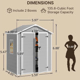 Aiho 6 X 4.4 Ft Outdoor Storage Shed, All Weather Resin Shed with Lockable Doors and Heavy Duty Floors, Perfect for Backyard, Garden, Gray